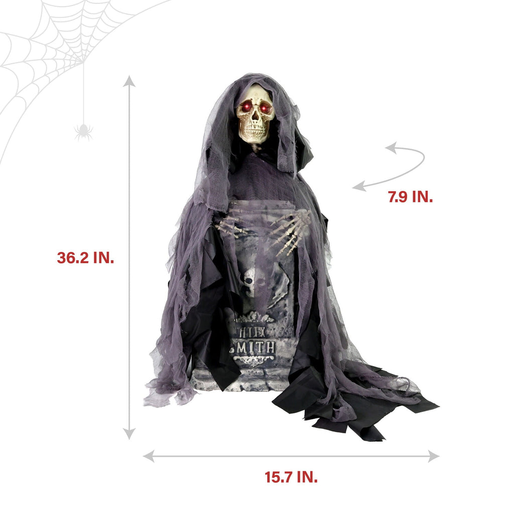 Haunt & Co 3 ft Touch-Activated Rising Reaper with Tombstone Halloween Accessory