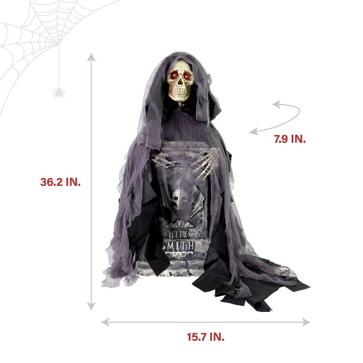 Haunt & Co 3 ft Touch-Activated Rising Reaper with Tombstone Halloween Accessory
