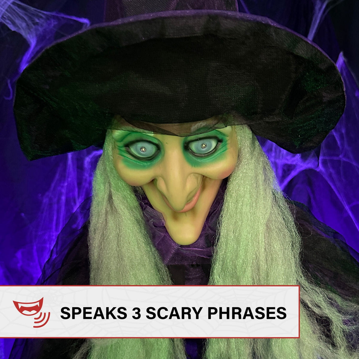 Haunt & Co Life-Size Animated Talking Witch w/ Broomstick, 6 ft