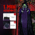 Haunt & Co 12FT Halloween Animatronic Witch Standing Outdoor w/ Green Eyes,Scary Sounds