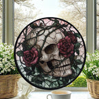 Haunt & Co Halloween Skull Roses Stained Glass Window Hanging, Festival Gift Ornament, Motherâ??S Day Keepsake, Valentineâ??S Day Decor, Christmas Ornament Gift, Keepsake 2025