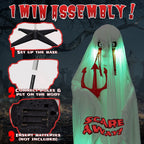 Haunt & Co 4.5ft Hanging Ghost Animated Creepy Halloween Skeleton w/ Pre-Recorded Screaming, LED Eyes