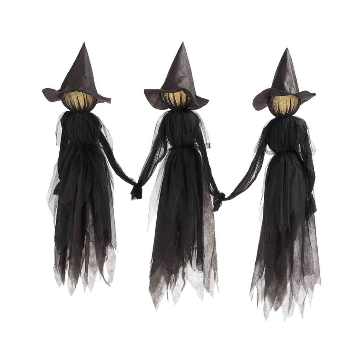Haunt & Co TOPRenddon Life-Size Glowing Witch Decor - 3-Pack 59" Halloween Yard Figures with Color-Changing LED Faces & Rainproof Fabric