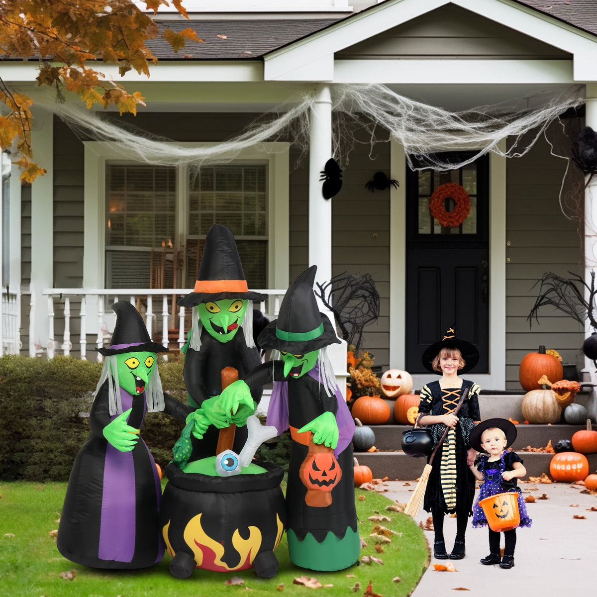 Haunt & Co 6' Halloween Inflatables Outdoor Halloween Witches Decoration Blow up Witches
