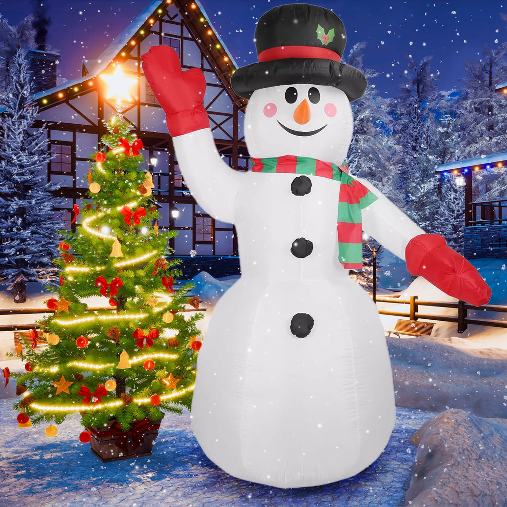 Haunt & Co 8ft Snowman Christmas Inflatables, Blow up with LED Lights Built-in for Holiday/Party/Yard/Garden Decoration