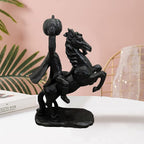 Haunt & Co Desktop Ornament Headless Horseman Resin Statue for Halloween Home Display, 22x12x9 cm, Black