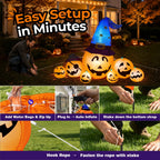 Haunt & Co 8.7ft Long Halloween Inflatable Pumpkin Decoration with Built-in LED Lights, Large Outdoor Blow-Up Yard Decor