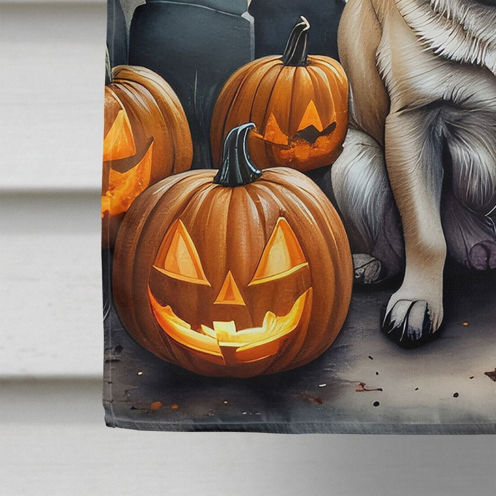 Haunt & Co Halloween Pug Dog House Flag 28x40IN Double-Sided Polyester Decorative Sleeve Pole Flag