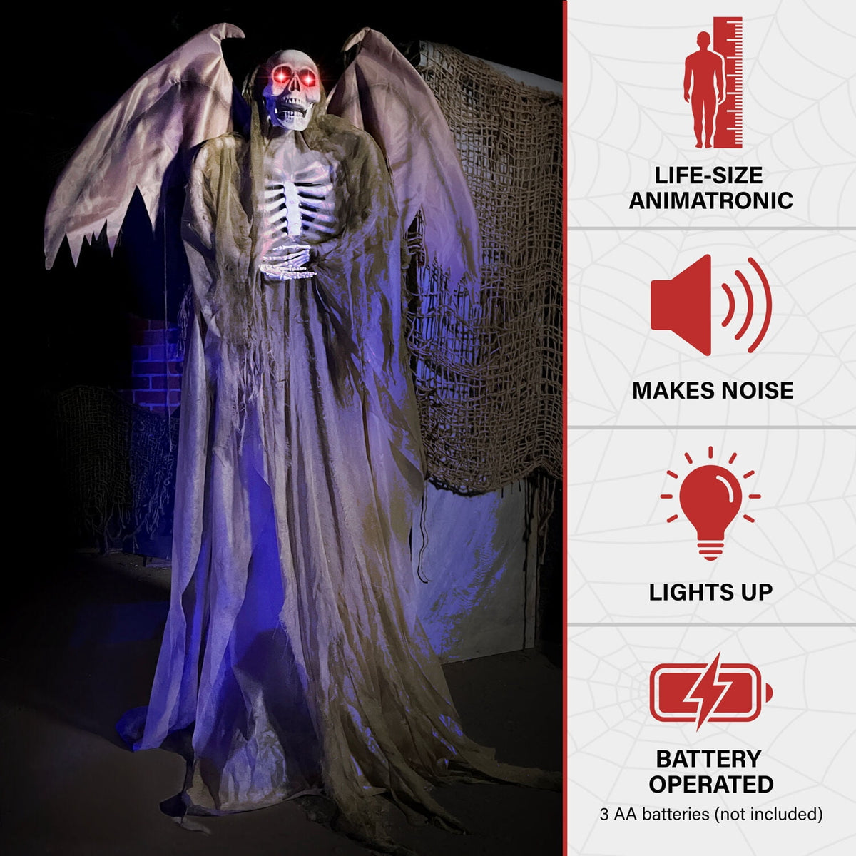 Haunt & Co 5.5 ft Life-size Animatronic Reaper with Wings