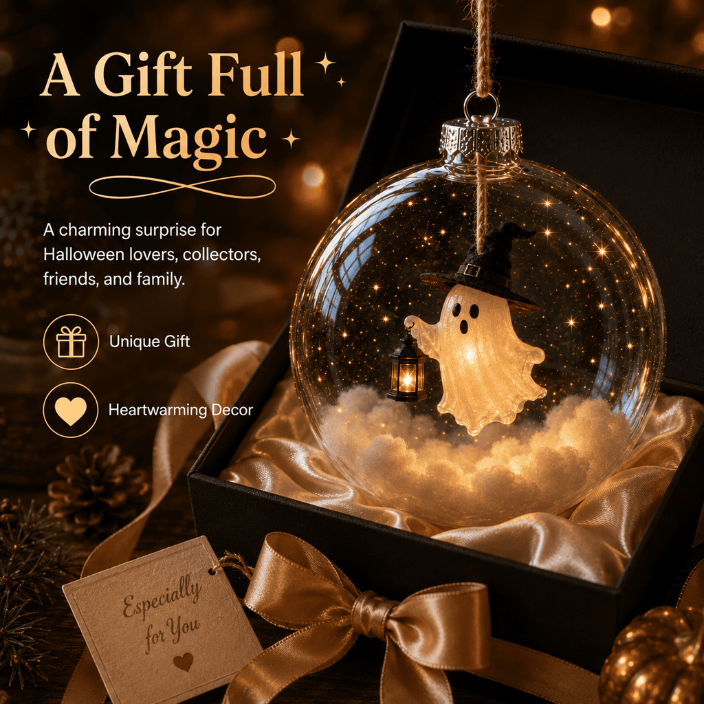 Haunt & Co Halloween Decorations Tree Ornaments Collection-Glowing Halloween Ornament Collection â?? Cat, Witch, Pumpkin & Ghost Baubles