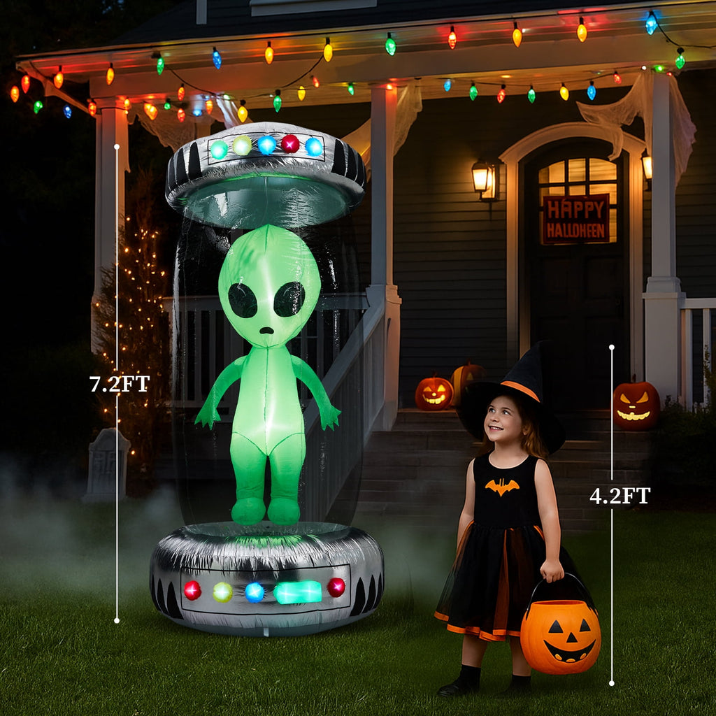 Haunt & Co 8' Halloween Inflatables UFO Alien Decoration Outdoor Light-up Holiday Decoration