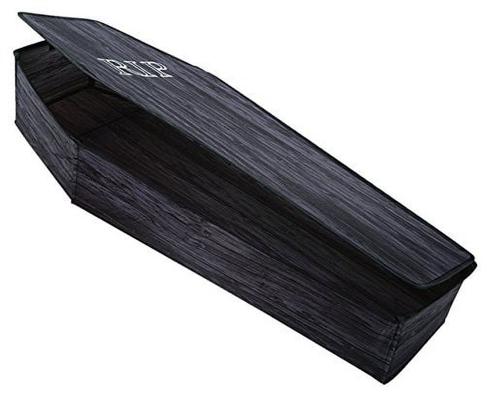 Haunt & Co Wooden-Look Coffin with Lid - 60 in x 24 in x 10 in