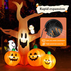Haunt & Co 8FT Halloween Inflatables Dead Tree,Outdoor with Built-in LED Lights,Halloween Blow Up Yard Decorations with Pumpkin,Ghost,and Owl