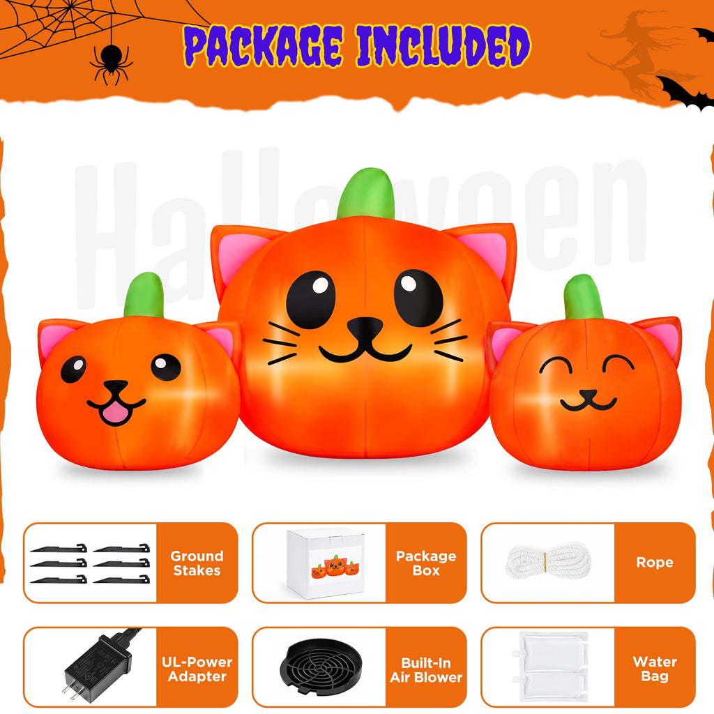 Haunt & Co 6.2FT Halloween Inflatable Pumpkin Cat Outdoor Decorations, Halloween Blow Ups with Lights