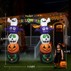 Haunt & Co 8.2' Halloween Inflatables Pumpkin Ghost Archway, Blow up Hallowee Decorations with Built-in LED Lights for Holiday