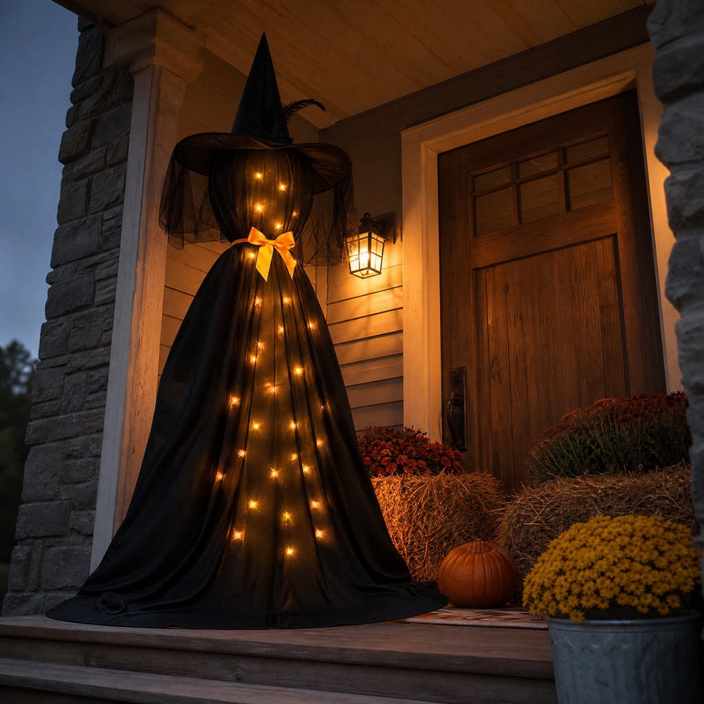 Haunt & Co Qwtwty Glowing Halloween Ghost Decoration with LED Lights, Large Witch Ghosts Halloween Ornaments for Front Yard Patio Garden Party Decor Indoor Outdoor