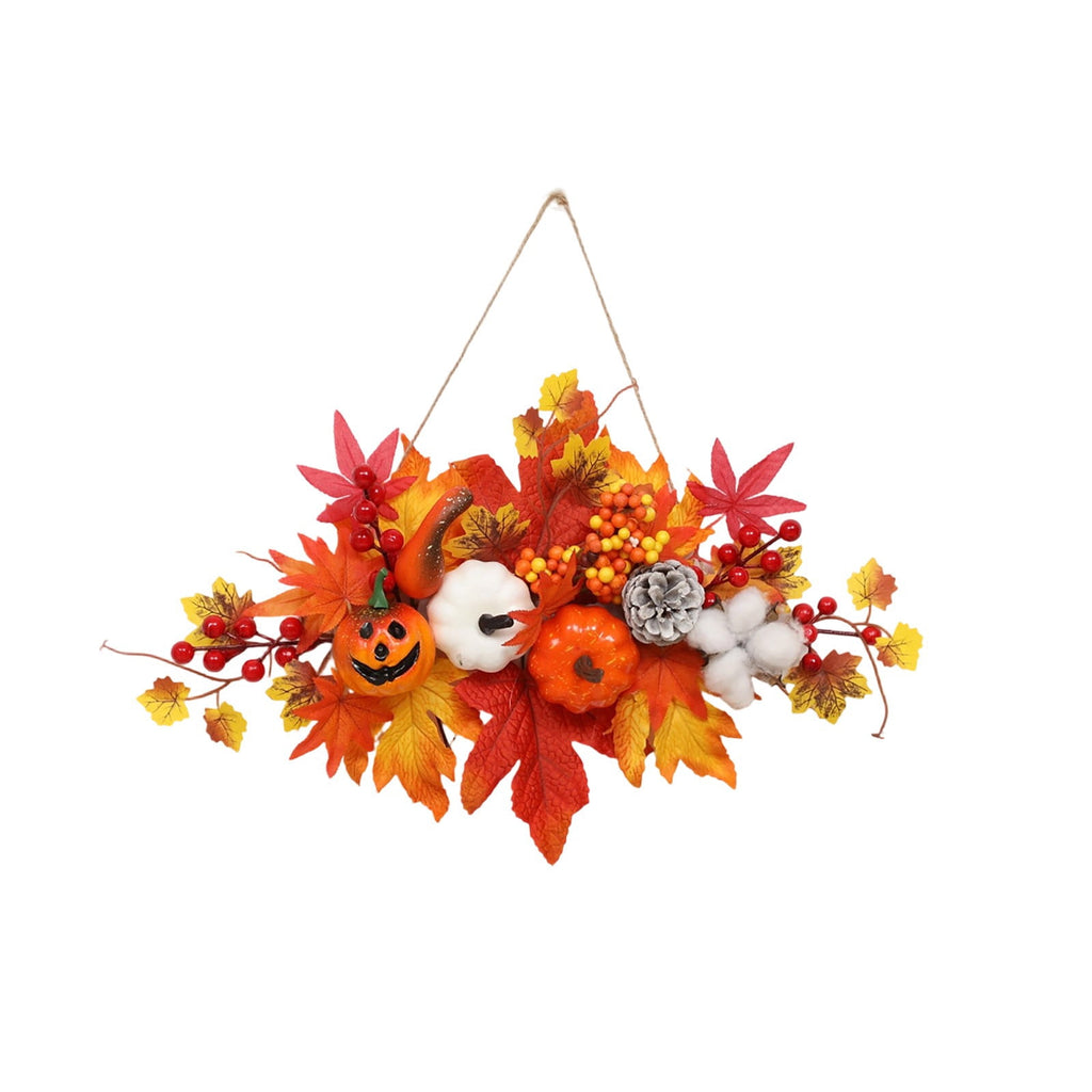 Haunt & Co Gaecuw Halloween Maple Leaf Pumpkin Wall Hanging Ornament Fall Festival Decor for Front Door Party Indoor Supplies