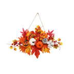Haunt & Co Gaecuw Halloween Maple Leaf Pumpkin Wall Hanging Ornament Fall Festival Decor for Front Door Party Indoor Supplies