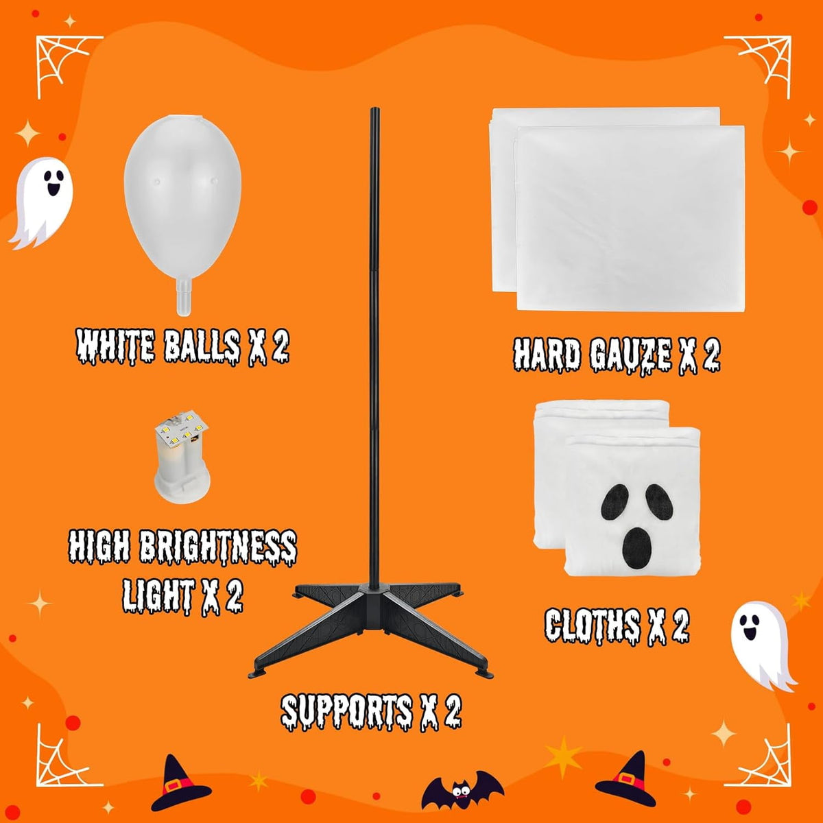 Haunt & Co Outdoor Indoor Indoor,Spooky Ghost Decor with String Lights,Halloween Ghost Lights