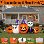 Haunt & Co (2 pack) 8FT Halloween Inflatable Pumpkins Ghost Cat with Lights,Blow ups Outdoor Decorations