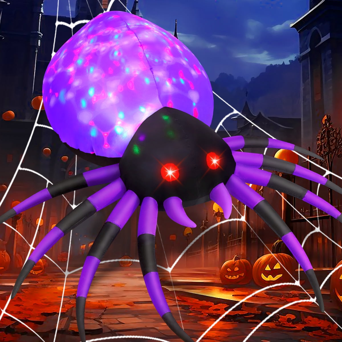 Haunt & Co Halloween Inflatable 5 FT Halloween Spider Inflatable, Inflatable Halloween Spider Halloween Blow Up Spider with LED Lights, Outdoor Clearance for Halloween/Holiday/Party