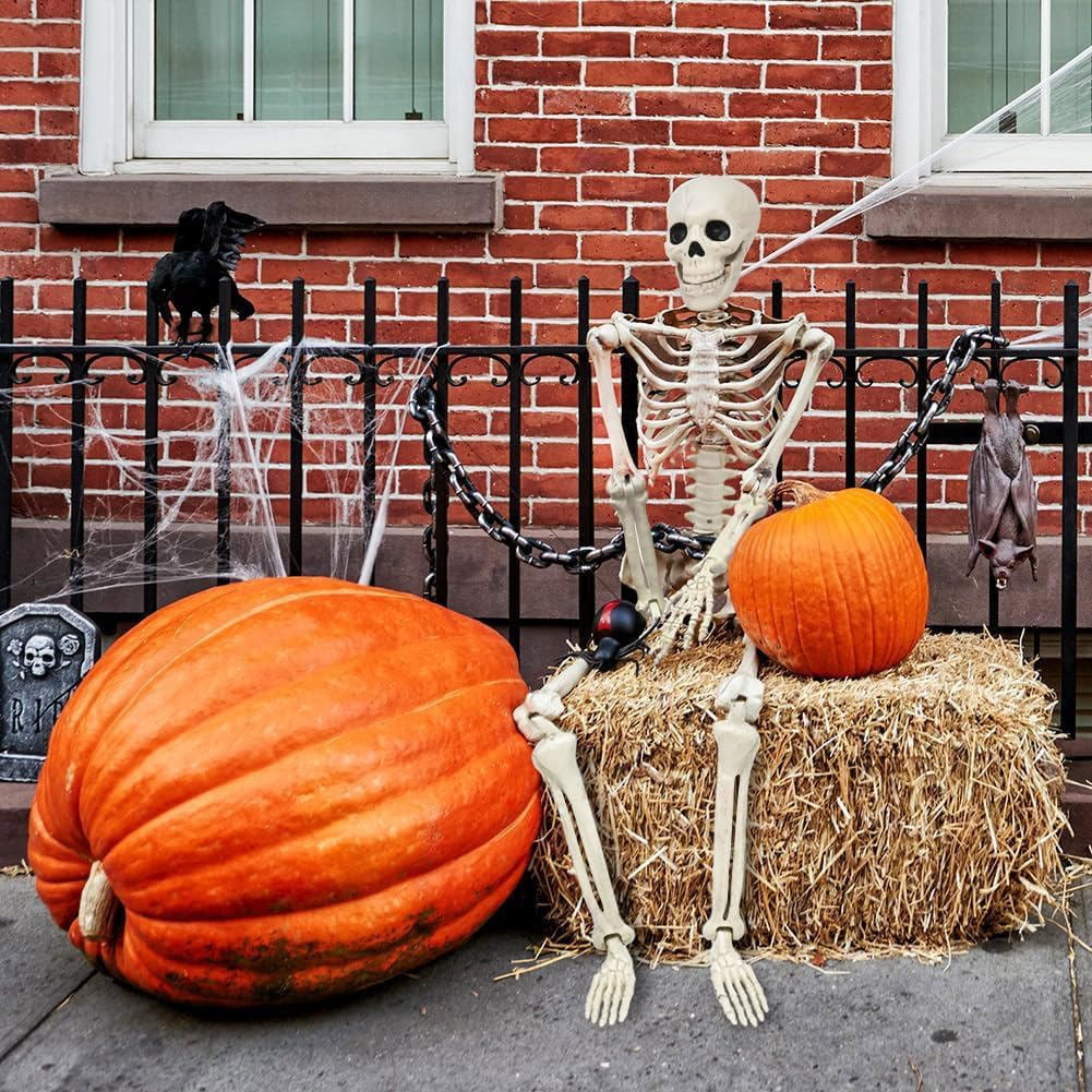 Haunt & Co 35" Halloween Skeleton Decoration - 3 ft Body with Posable Joints