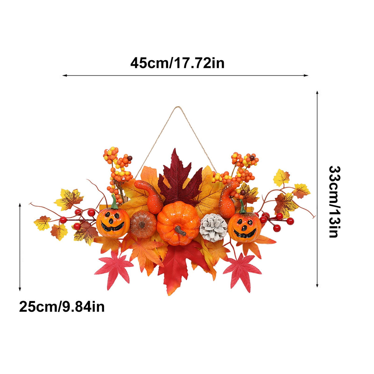 Haunt & Co Gaecuw Halloween Maple Leaf Pumpkin Hanging Decor Fall Festival Wall Ornament for Front Door Party Indoor Supplies