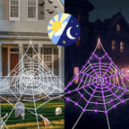 Haunt & Co HKKDKTA Halloween Spider Web Lights Decoration, 250 LED Giant Spider Web 16.4ft Light Up Halloween Web Lights