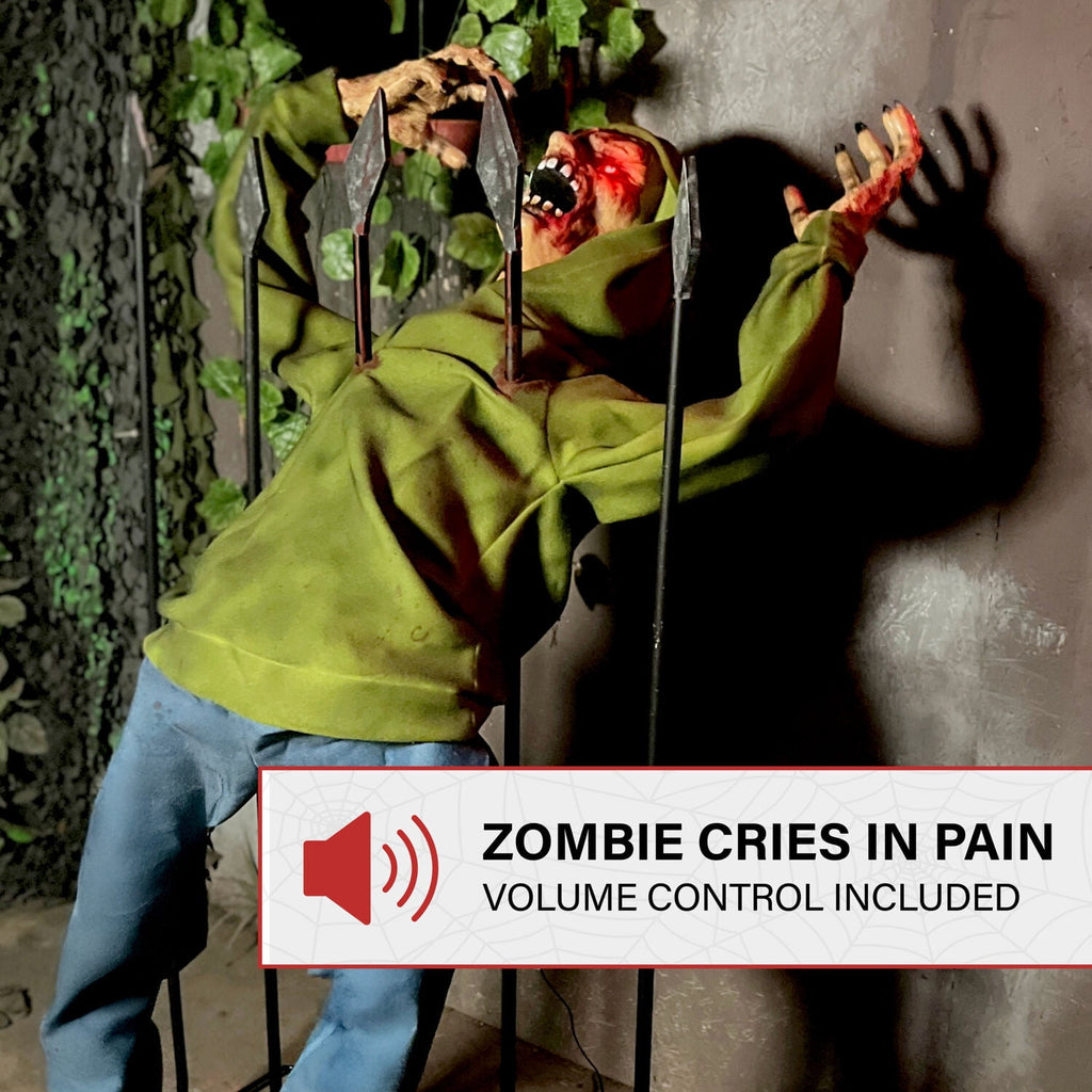 Haunt & Co 4.4 ft Voice-Sensor Impaled Zombie Halloween Animatronic
