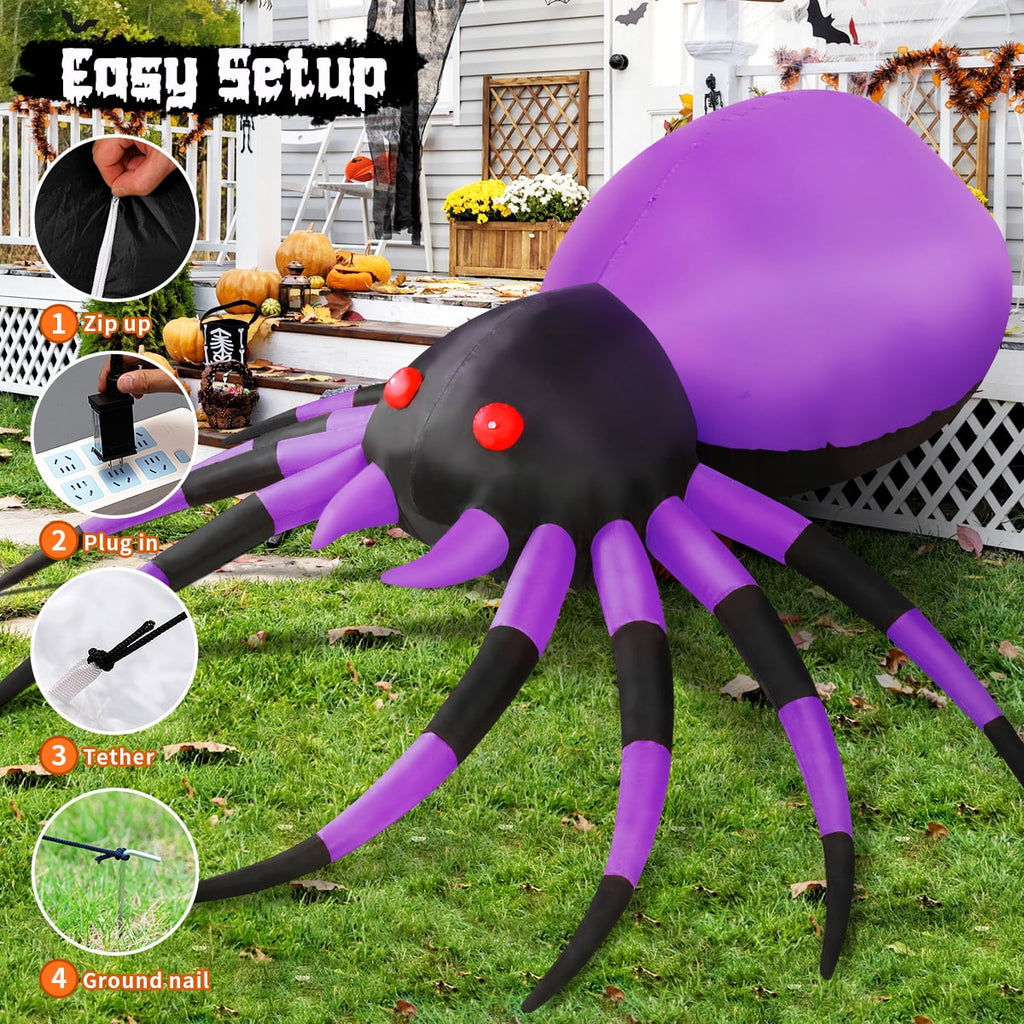 Haunt & Co Halloween Inflatable 5 FT Halloween Spider Inflatable, Inflatable Halloween Spider Halloween Blow Up Spider with LED Lights, Outdoor Clearance for Halloween/Holiday/Party