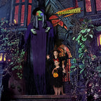 Haunt & Co 12FT Halloween Animatronic Witch Standing Outdoor w/ Green Eyes,Scary Sounds