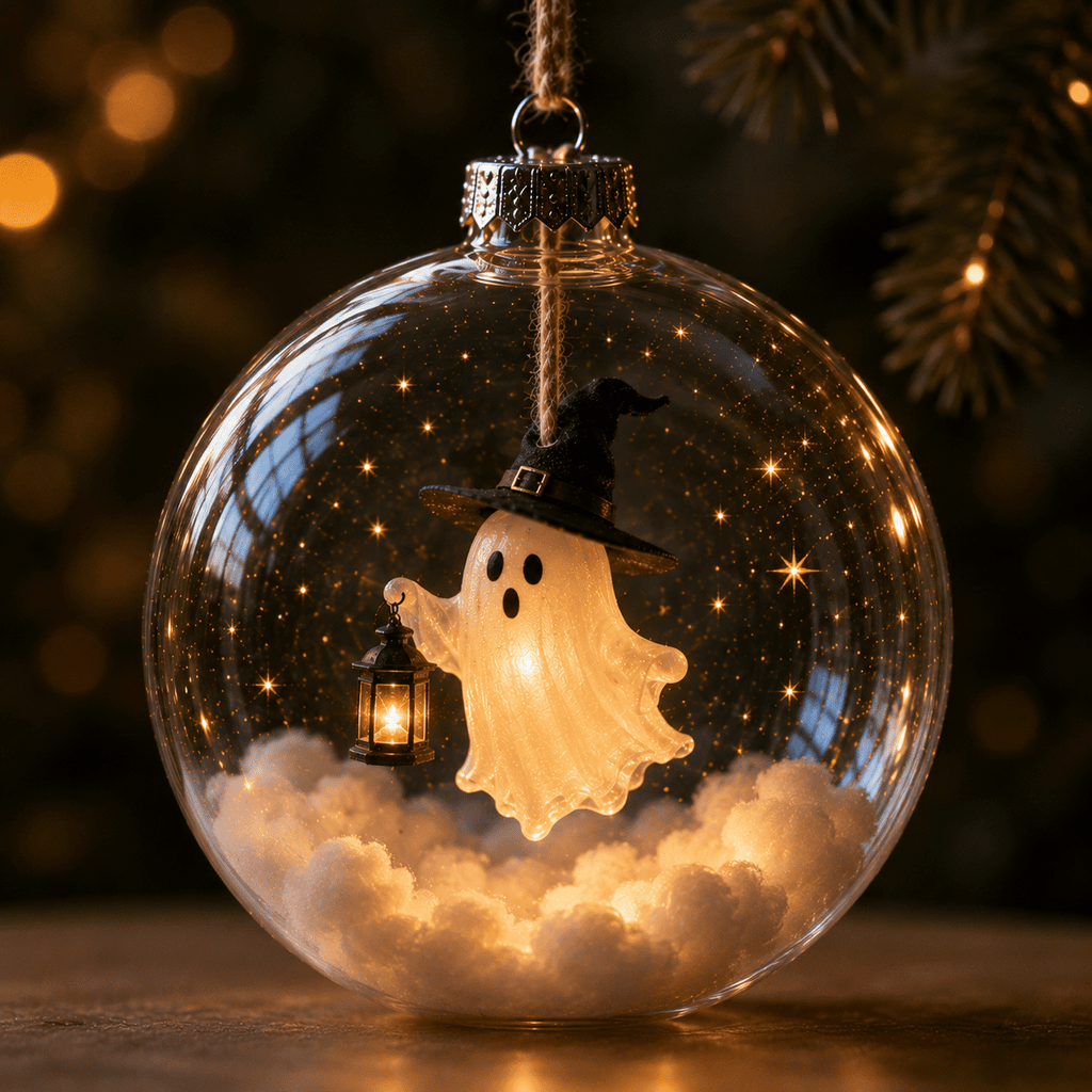 Haunt & Co Halloween Decorations Tree Ornaments Collection-Glowing Halloween Ornament Collection â?? Cat, Witch, Pumpkin & Ghost Baubles