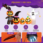 Haunt & Co Vrilay Halloween Inflatables, 7 FT Long 4 Pumpkins with Cute White Ghost Outdoor Decorations, Built-in LEDs, Blow Up Party, Waterproof Yard, Garden, Lawn Decor