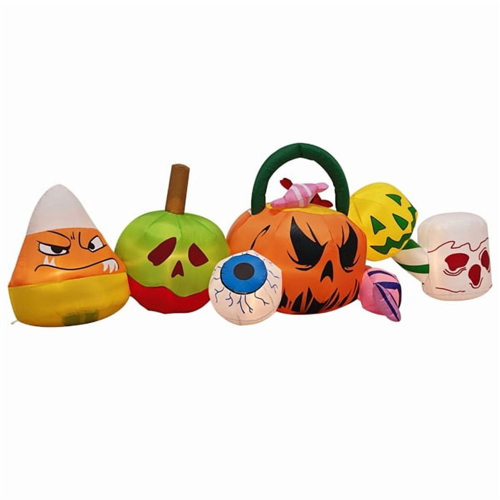 Haunt & Co 8FT Halloween Inflatable Pumpkin Ghost Scene, Waterproof Polyester, Quick Inflation with Stakes/Ropes