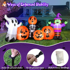 Haunt & Co 8FT Length Halloween Inflatable Witch, Ghost, with Pumpkin Outdoor Decoration