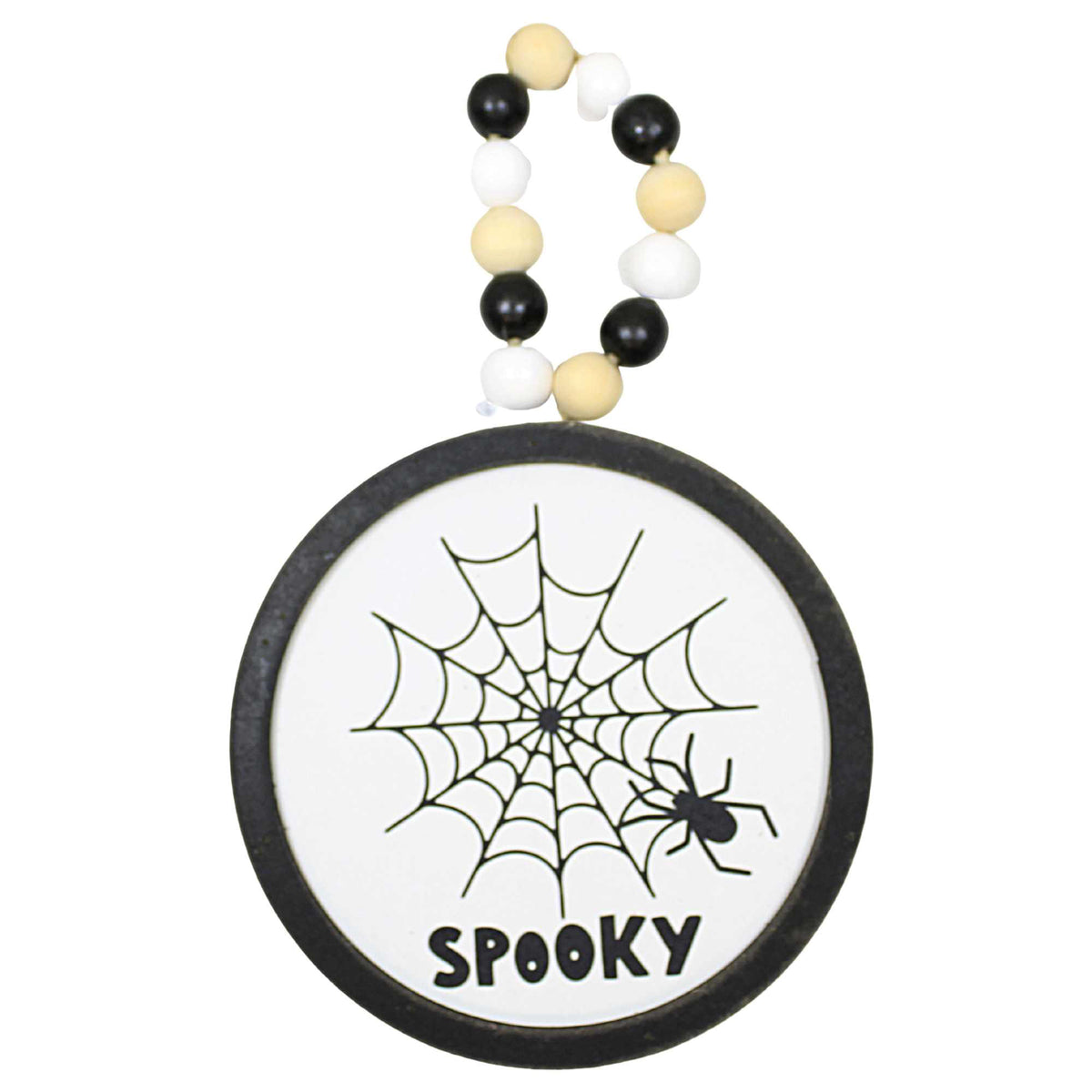 Haunt & Co Ganz Fun Halloween Disk Ornaments - Three Hanging Disk 7.75 Inch, Wood Pulp - Pumpkin Spider Hocus Pocus