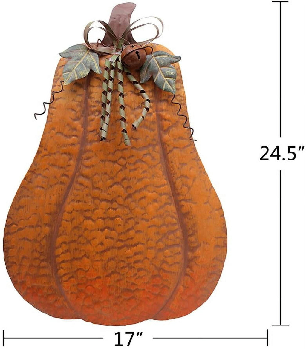 Haunt & Co Metal Pumpkin Harvest Fall Decor Thanksgiving Halloween Outdoor Yard Garden Decor Free Standing Pumpkin Decorations for Home (H-24.5")