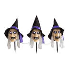 Haunt & Co Light-Up Witch Head Yard Stake - 3 Pieces