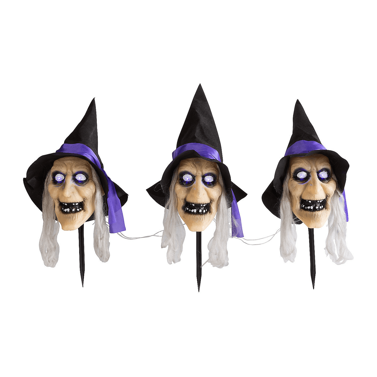 Haunt & Co Light-Up Witch Head Yard Stake - 3 Pieces