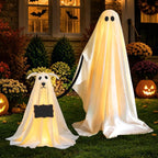 Haunt & Co Clearance Outdoor 2 Pack Spooky Ghost Dog Light-Up Freestanding Swinging Ghost for Front Door Porch Yard Lawn Home Party
