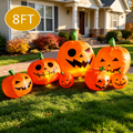 Haunt & Co 8 ft Halloween Inflatable Pumpkin, Giant Lighted Jack-O'-Lantern Blow Up Yard Decoration Waterproof with LED, Blower, Stakes and Tethers