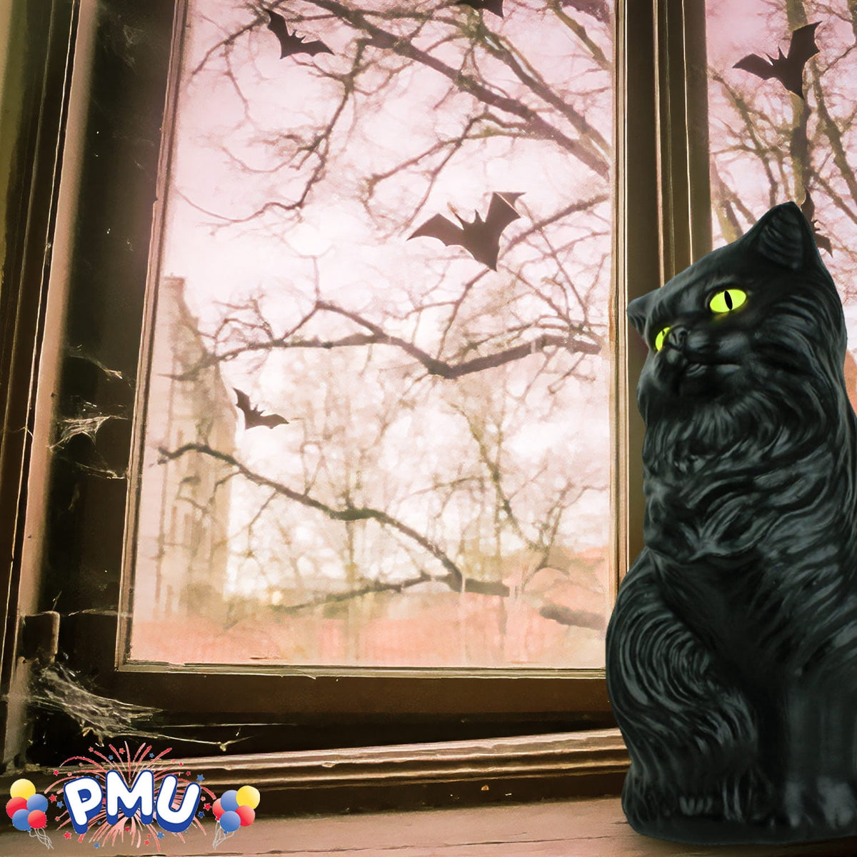 Haunt & Co PMU Halloween Black Cat - Blow Mold Plastic Cat Statue - Perfect Décor for Halloween, Home, Yard, Lawn, Garden, Indoor and Outdoor - Best