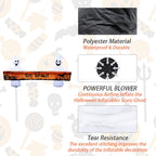Haunt & Co Large Hallowee Inflatable-8FT White Ghosts with Orange Banner Print - Happy Halloween - LED Lights Outdoor Blow Up Decoration
