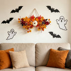 Haunt & Co Gaecuw Halloween Pumpkin Maple Leaf Hanging Decor Fall Festival Wall Ornament for Front Door Party Indoor Supplies