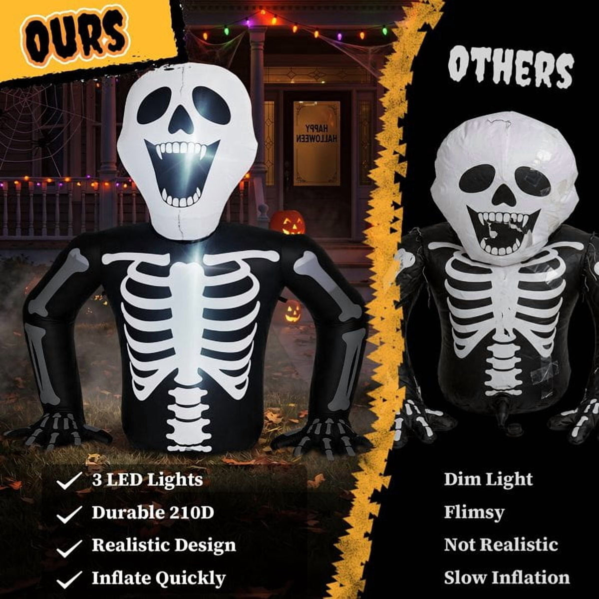 Haunt & Co 6' Halloween Inflatables Skeleton Outdoor Emerging Skeleton,Built-In LED