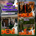 Haunt & Co 8FT Halloween Inflatable Pumpkin Ghost Scene, 5 Total LEDs, Waterproof Polyester, Quick Inflation with Stakes/Ropes