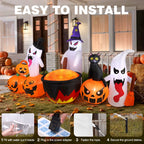 Haunt & Co 8.5FT Halloween Inflatables Pumpkin Ghost Family with Built-in LED Lights, Halloween Blow up Yard Decorations