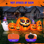 Haunt & Co 7.9FT Halloween Inflatable Pumpkin Ghost with Lights, Halloween Blow Ups Outdoor Decoration for Home Party