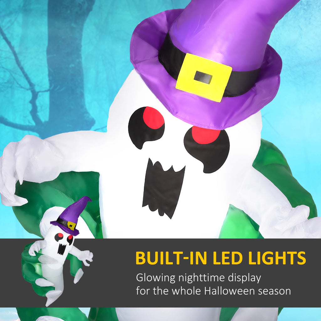 Haunt & Co Outsunny 3.9ft Inflatable Halloween Window Sticker Ghost, with LED Lights