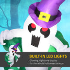 Haunt & Co Outsunny 3.9ft Inflatable Halloween Window Sticker Ghost, with LED Lights